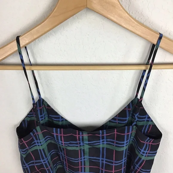 L’agence Tank Top Jane Plaid Silk Cami